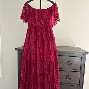 Elegant Burgundy Lace Dress